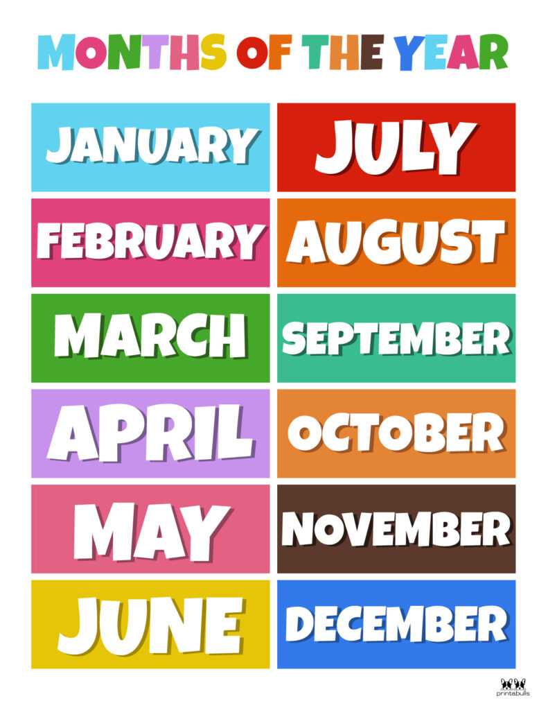 Months Of The Year Worksheets & Printables | Printabulls with regard to Months of the Year Printables Free