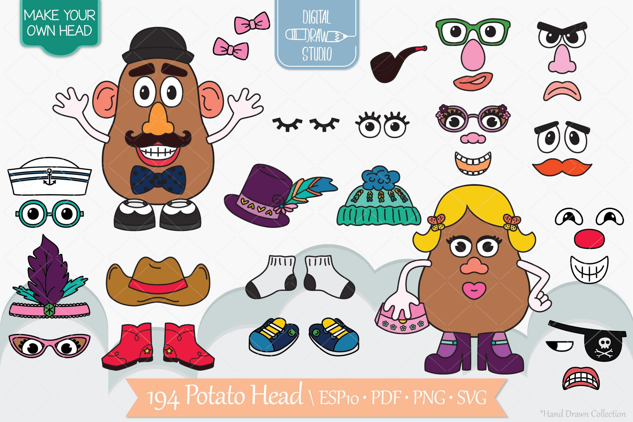 Mr Potato Head Printable Pieces - Etsy in Mr Potato Head Pieces Printable