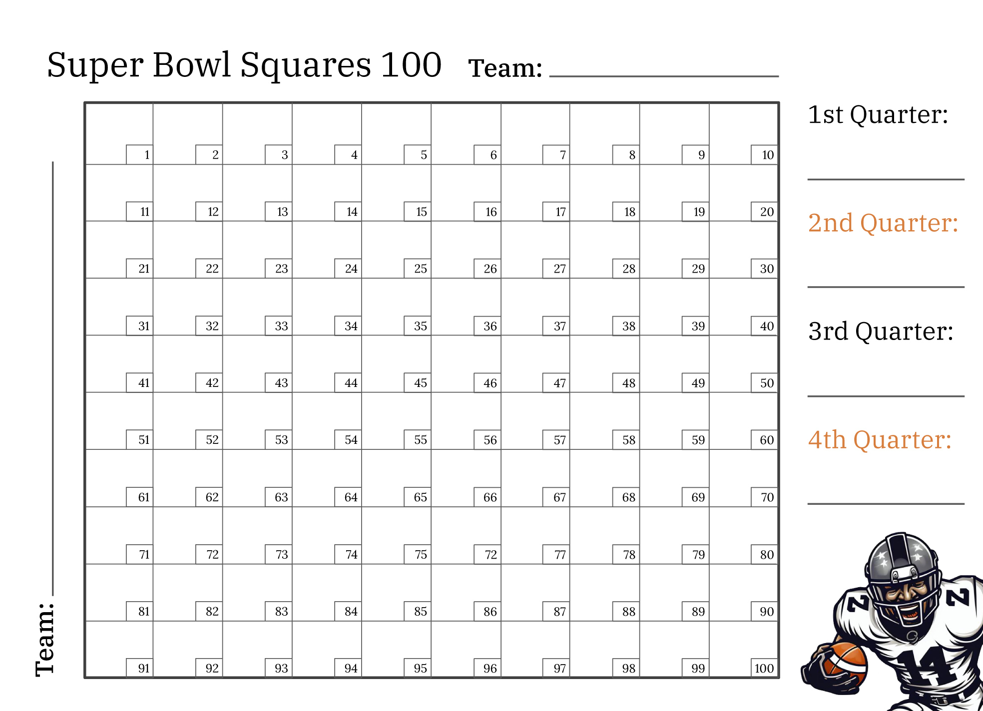 Nfl Football Squares Free Google Docs Template - Gdoc.io with Free Printable Football Squares With Numbers