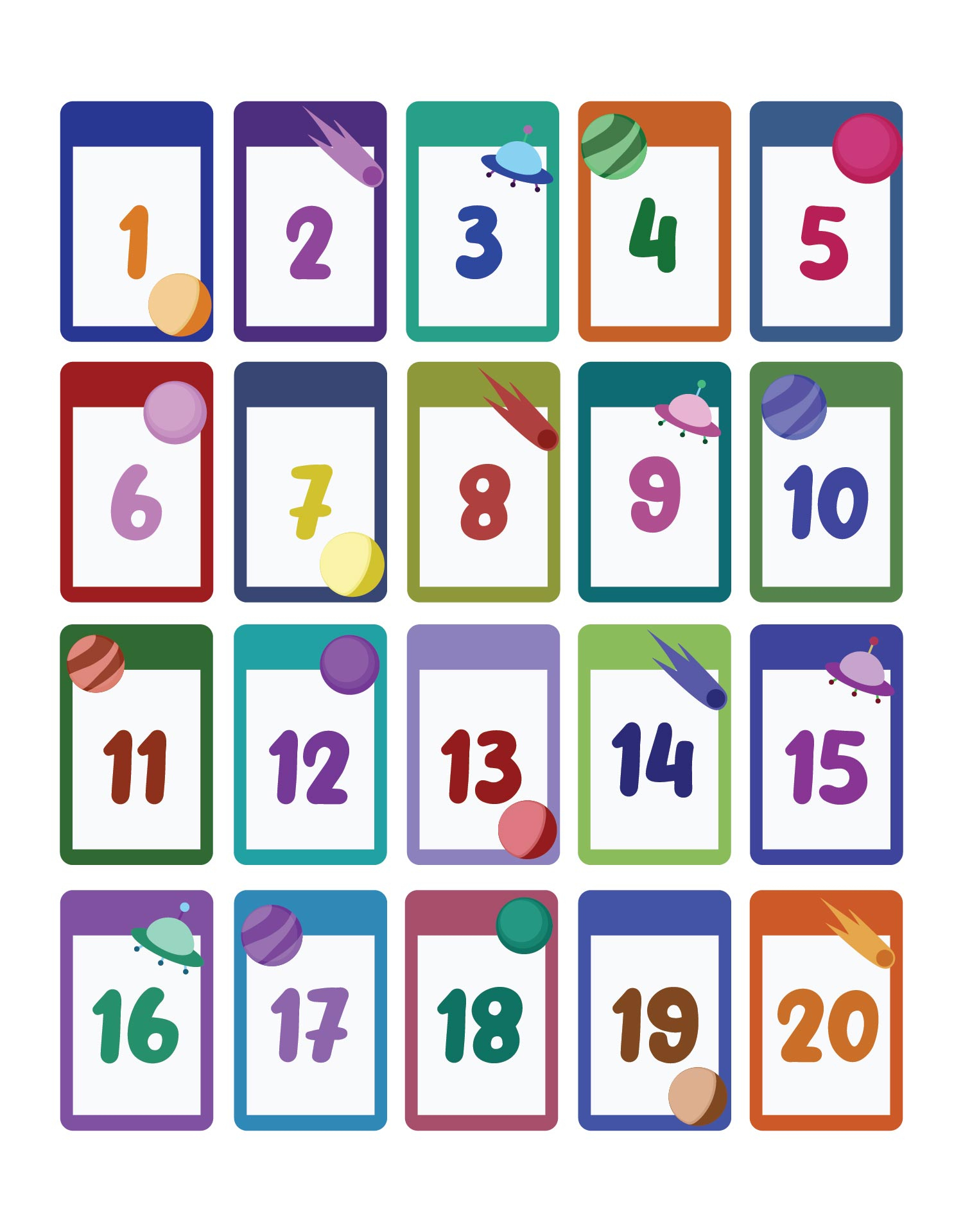 Number Chart 1-20 pertaining to Free Printable Numbers 1-20