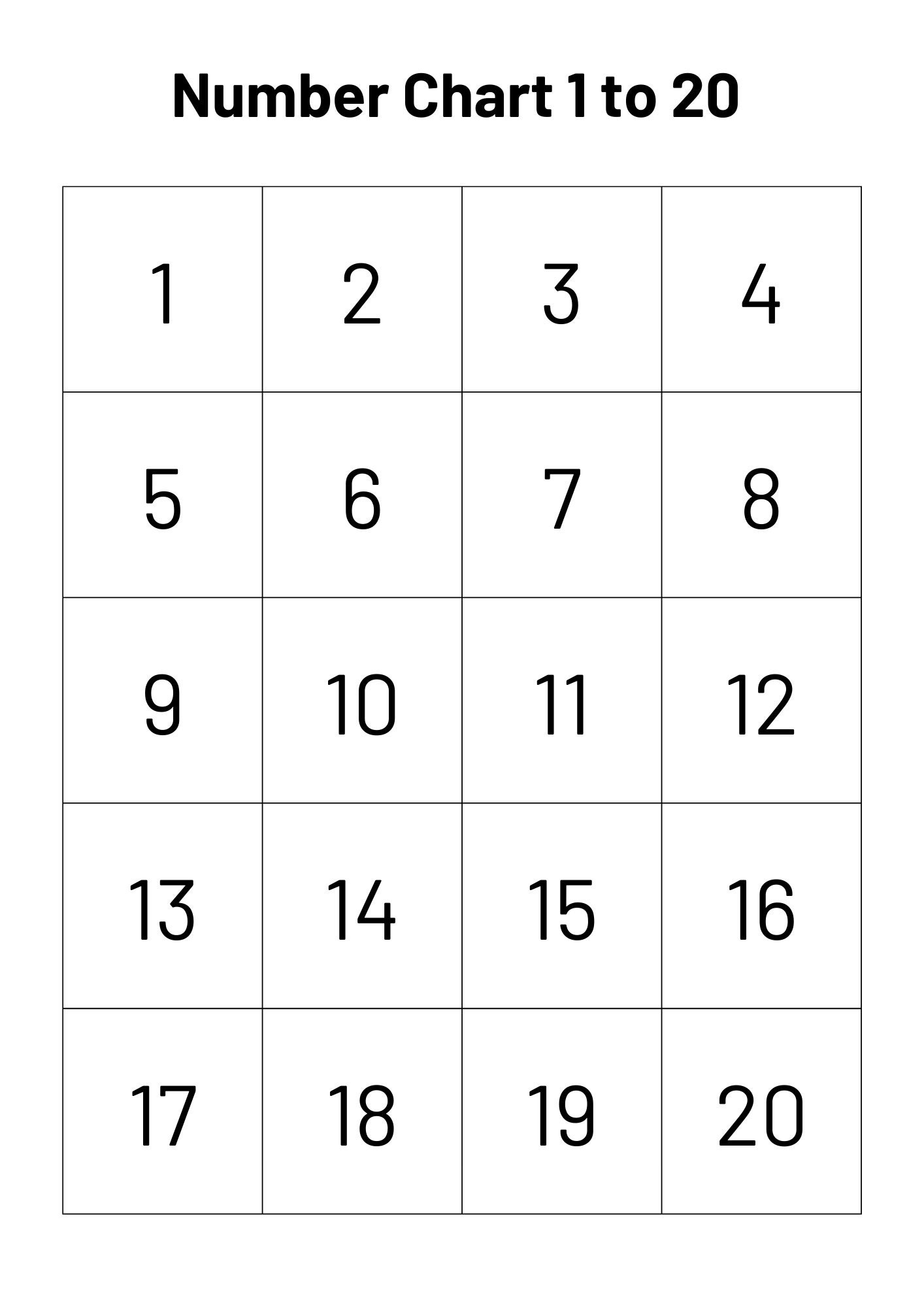 Number Chart 1-20: Teacher Classroom Homeschool Resource (Digital inside 1-20 Printable Number Chart
