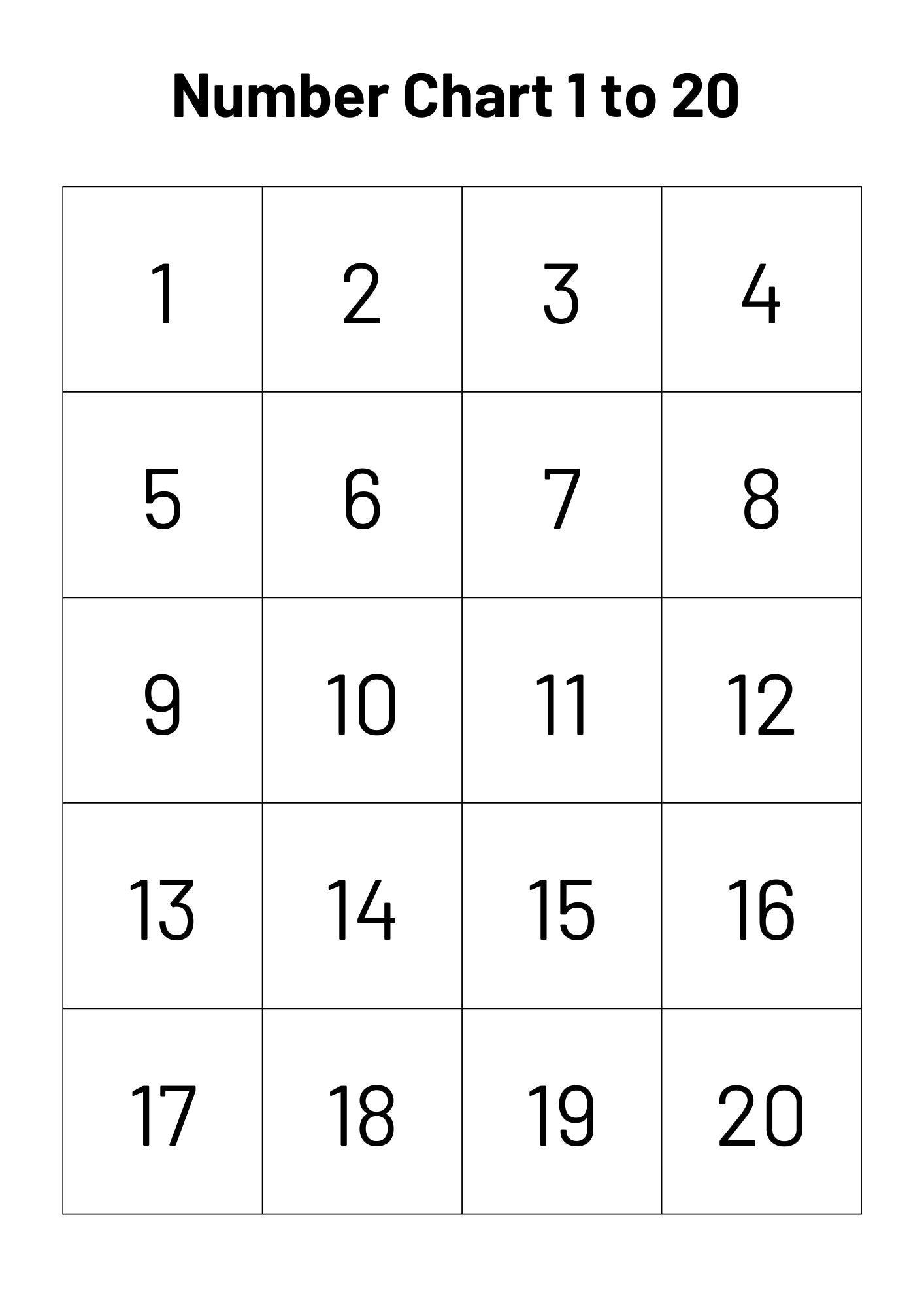 Number Chart 1-20: Teacher Classroom Homeschool Resource (Digital regarding 1-20 Number Chart Printable