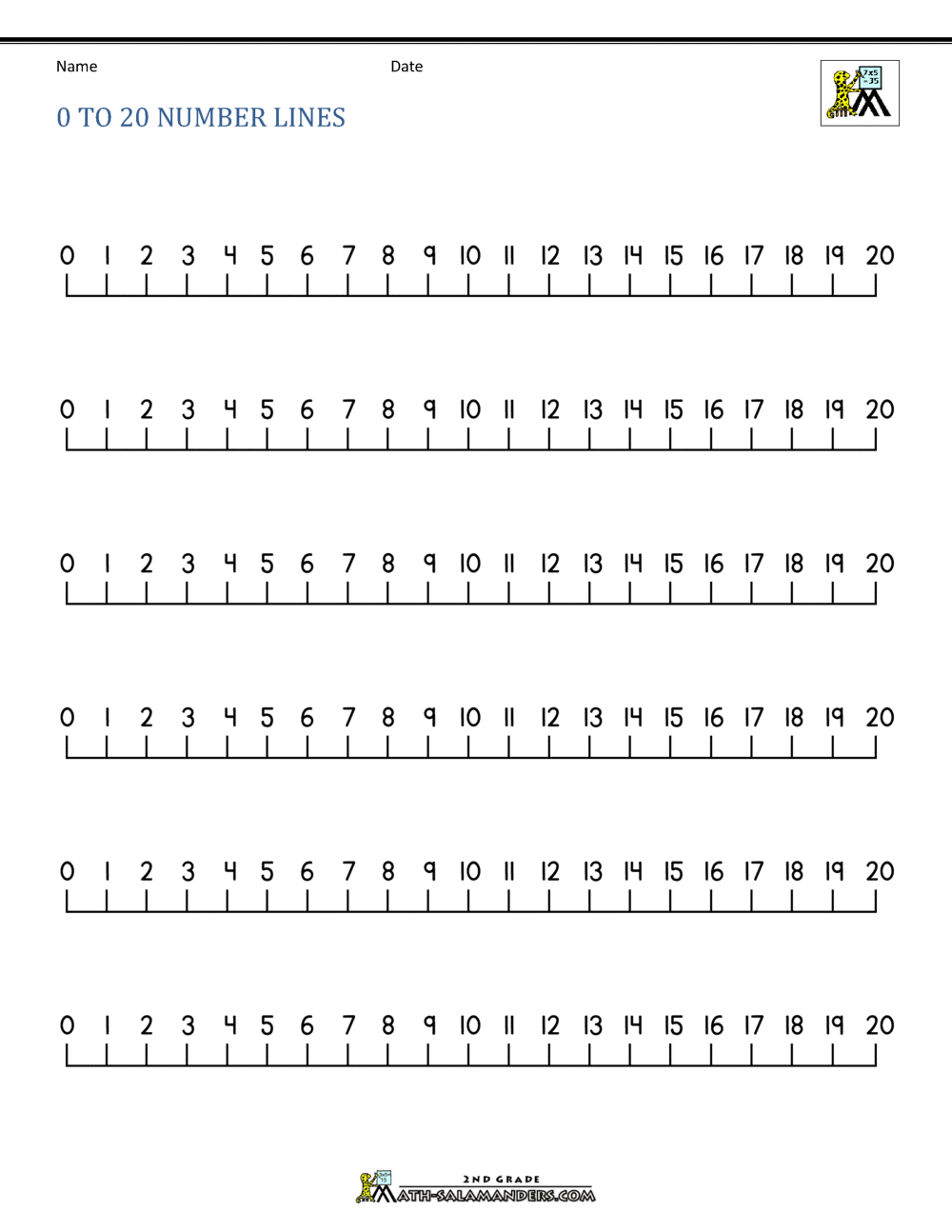Number Line 0 To 20 with 0-20 Number Line Printable