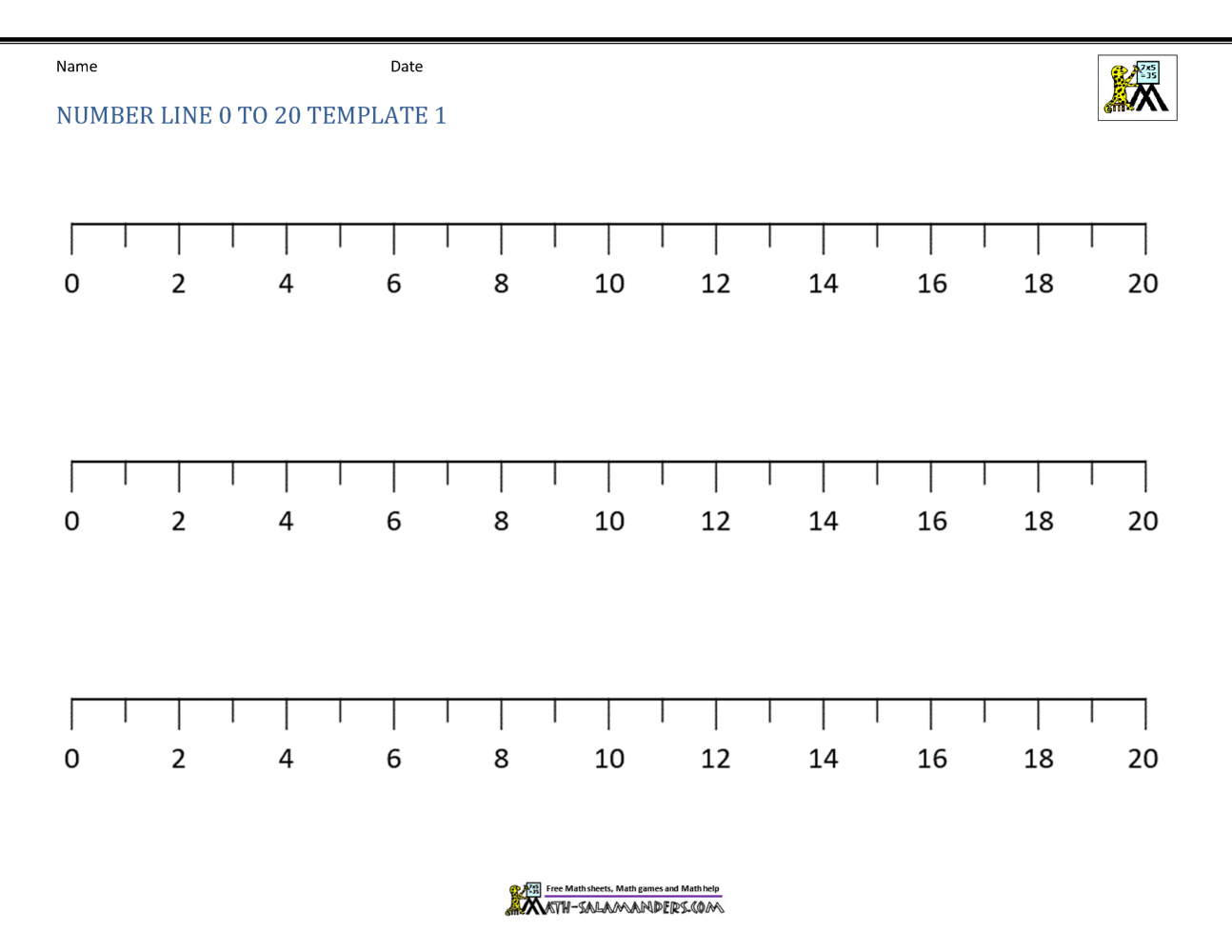 Number Line To 20 Worksheets pertaining to Printable 0-20 Number Line