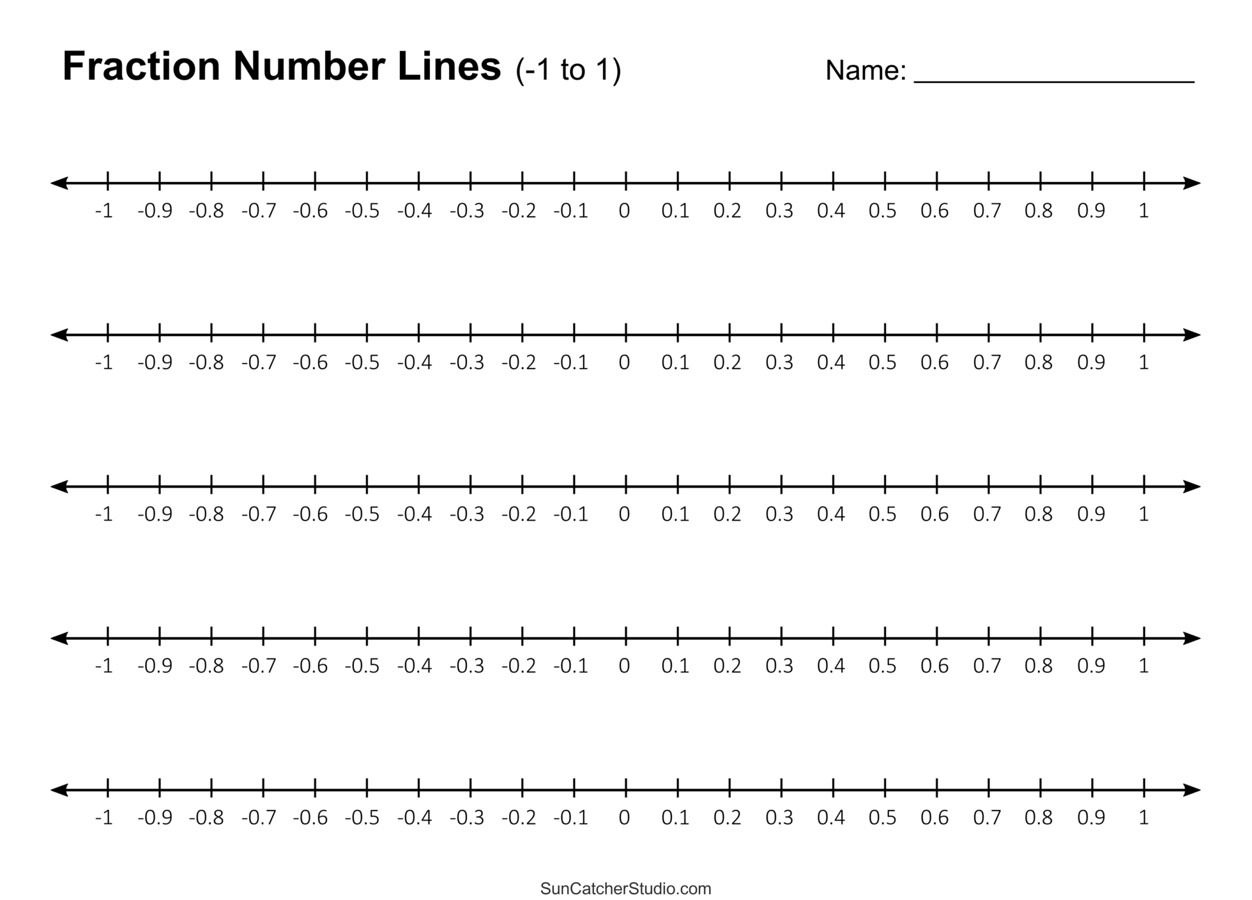 Number Lines (Integers, Decimals, Blank, Missing Numbers) – Free regarding Number Lines Positive and Negative Printable