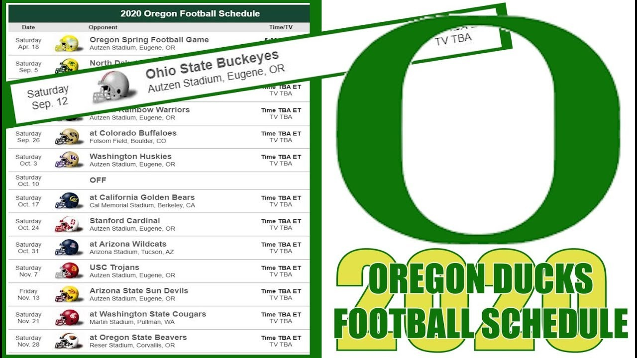Oregon Ducks 2020 Football Schedule Preview with Oregon Ducks Printable Football Schedule