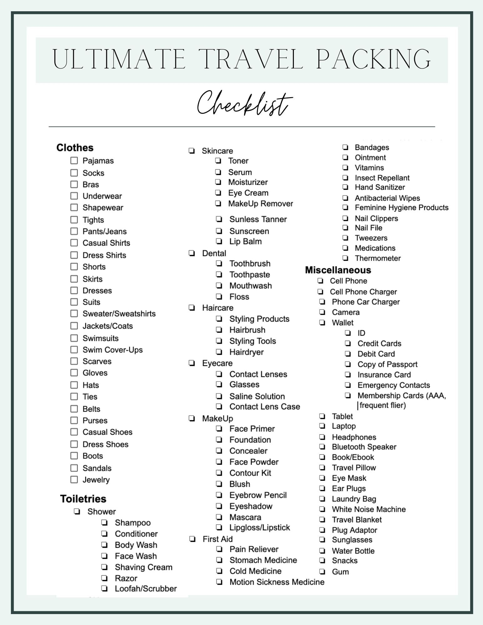 Our Road Trip Essentials & Travel Checklist Printable - Bless'Er House pertaining to Printable Packing List For Vacation