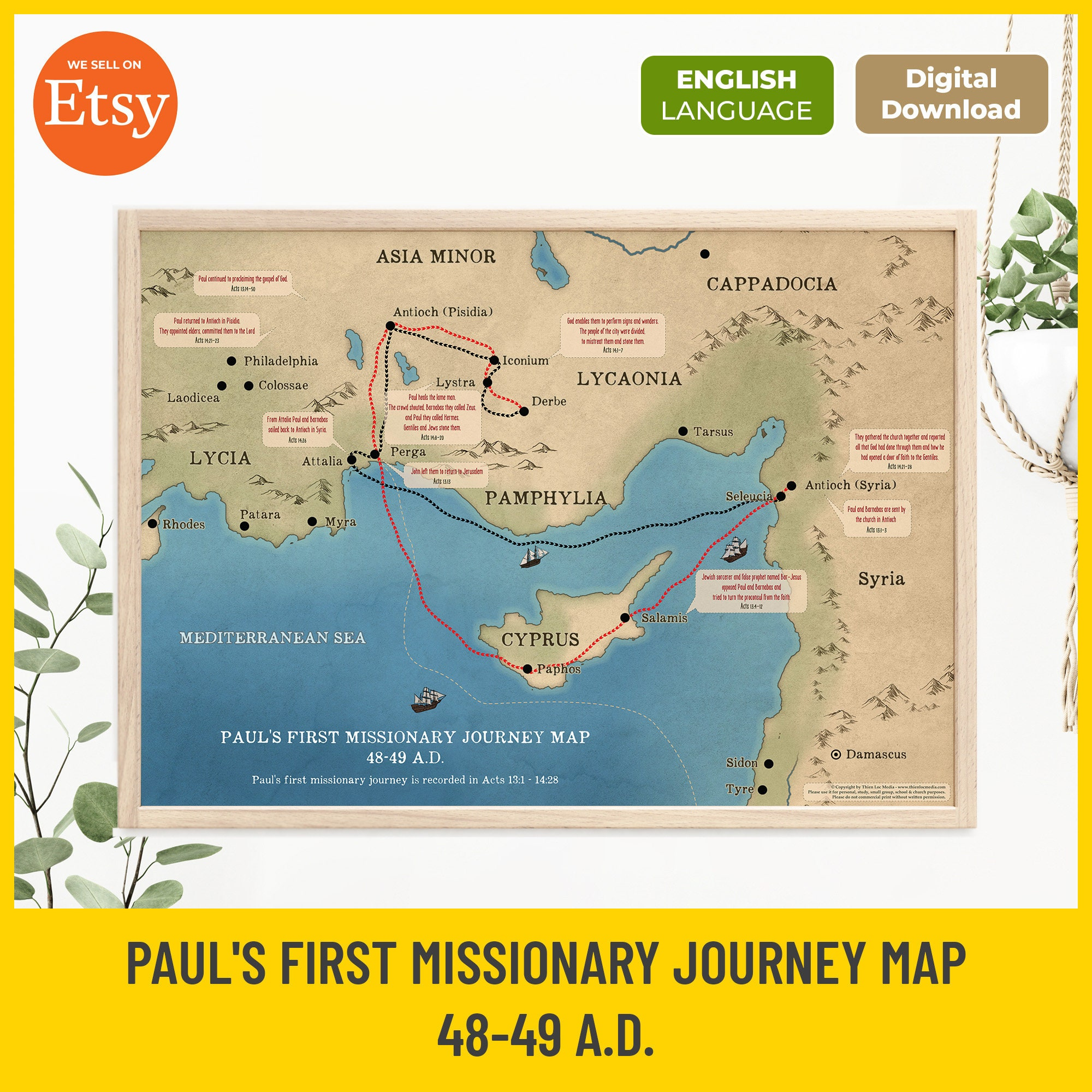 Paul&amp;#039;S First Missionary Journey Map: Bible Study Printable inside Paul&amp;amp;#039;s First Missionary Journey Map Printable