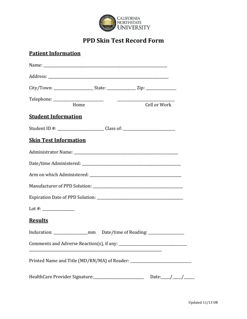 Ppd Skin Test Form ≡ Fill Out Printable Pdf Forms Online regarding Printable Tb Test Form For Employment