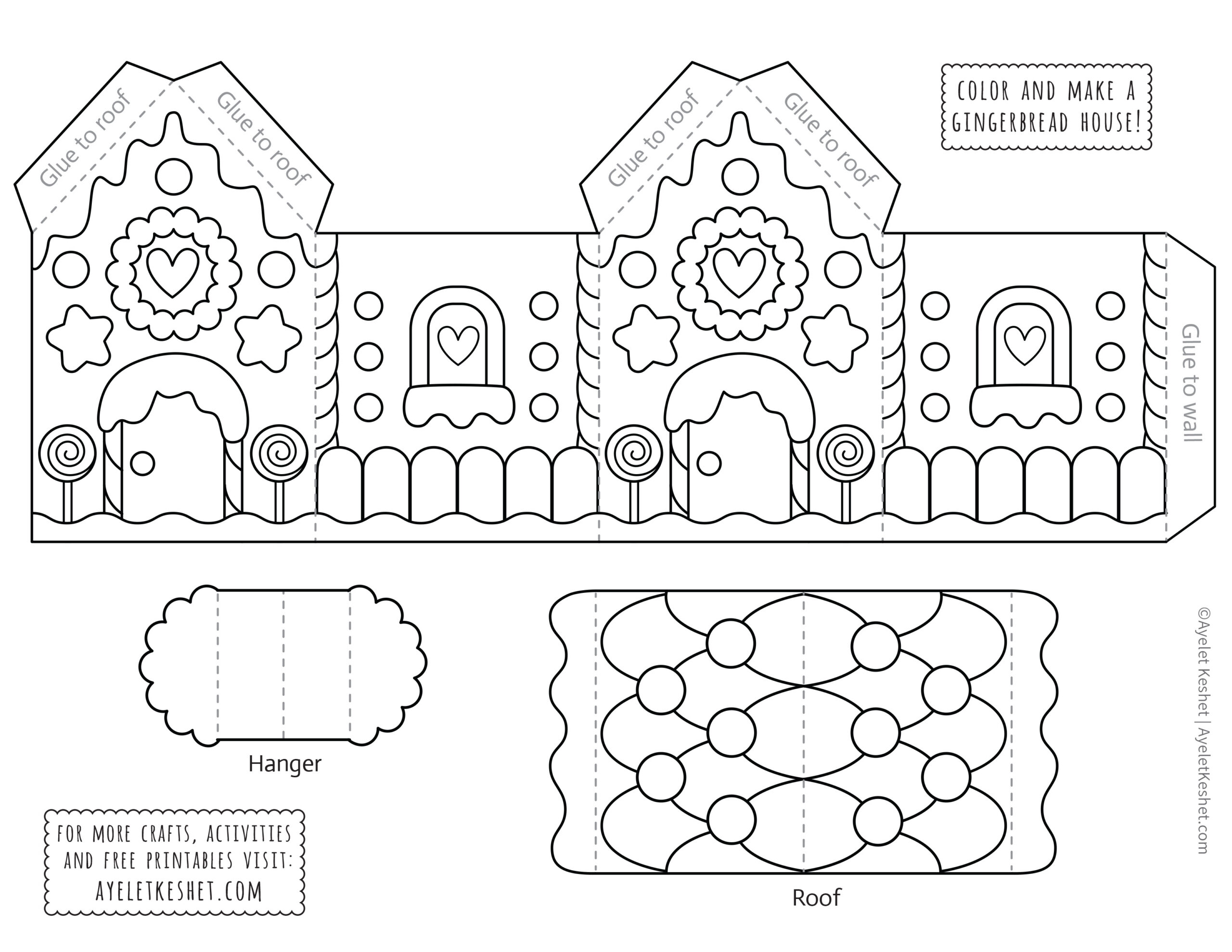 Printable Gingerbread House Template To Color - Ayelet Keshet with Printable Full Size Printable Gingerbread House Template