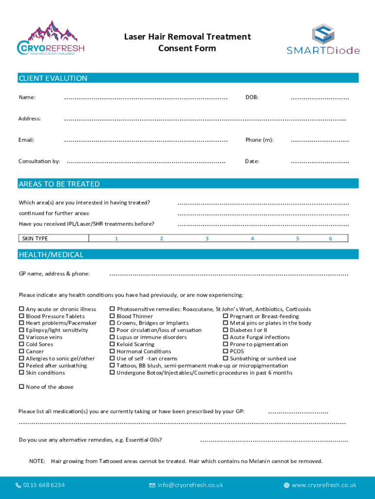 Printable Laser Hair Removal Treatment Record Form: Fill Out in Printable Laser Hair Removal Treatment Record Form