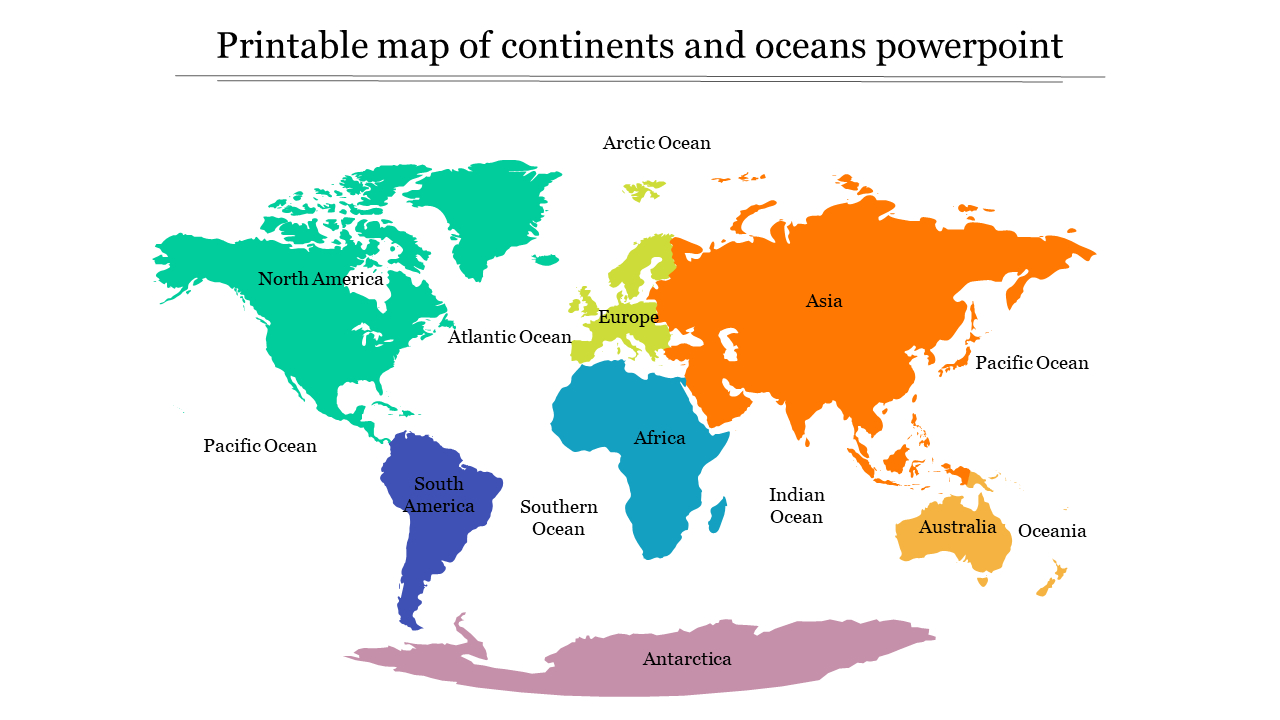 Printable Map Of Continents And Oceans Ppt And Google Slides pertaining to Printable Map of the Continents and Oceans
