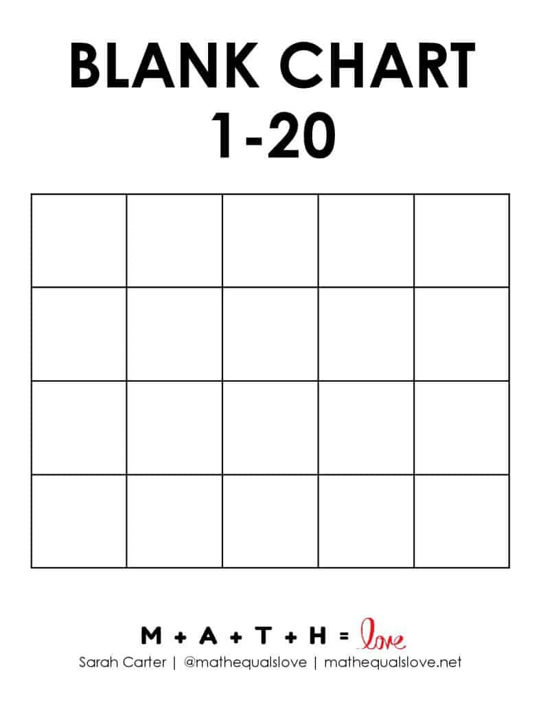 Printable Number Chart 1-20 (Free Pdf Templates) for 1-20 Chart Blank Printable Free