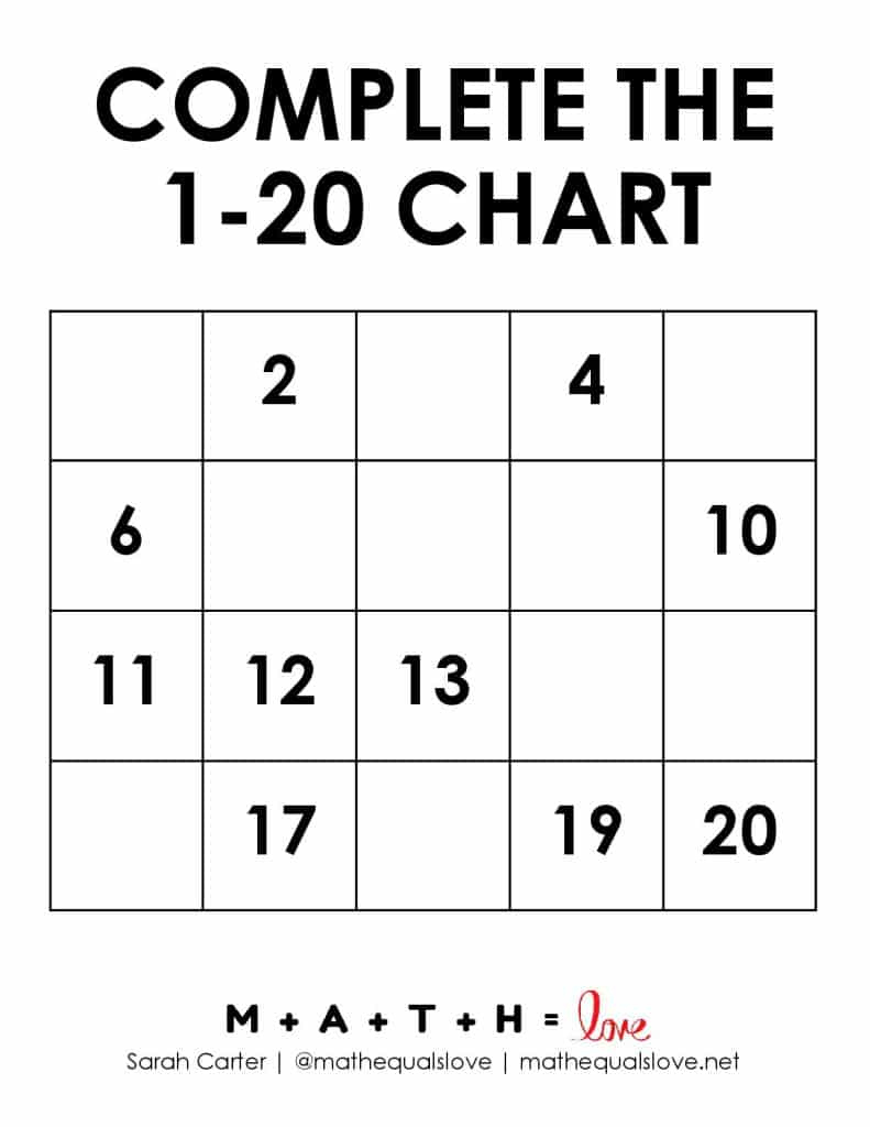 Printable Number Chart 1-20 (Free Pdf Templates) in 1-20 Number Chart Printable