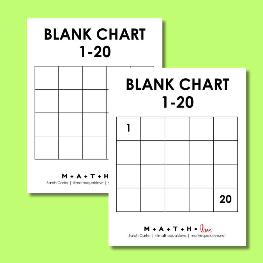 Printable Number Chart 1-20 (Free Pdf Templates) with regard to 1-20 Chart Blank Printable Free