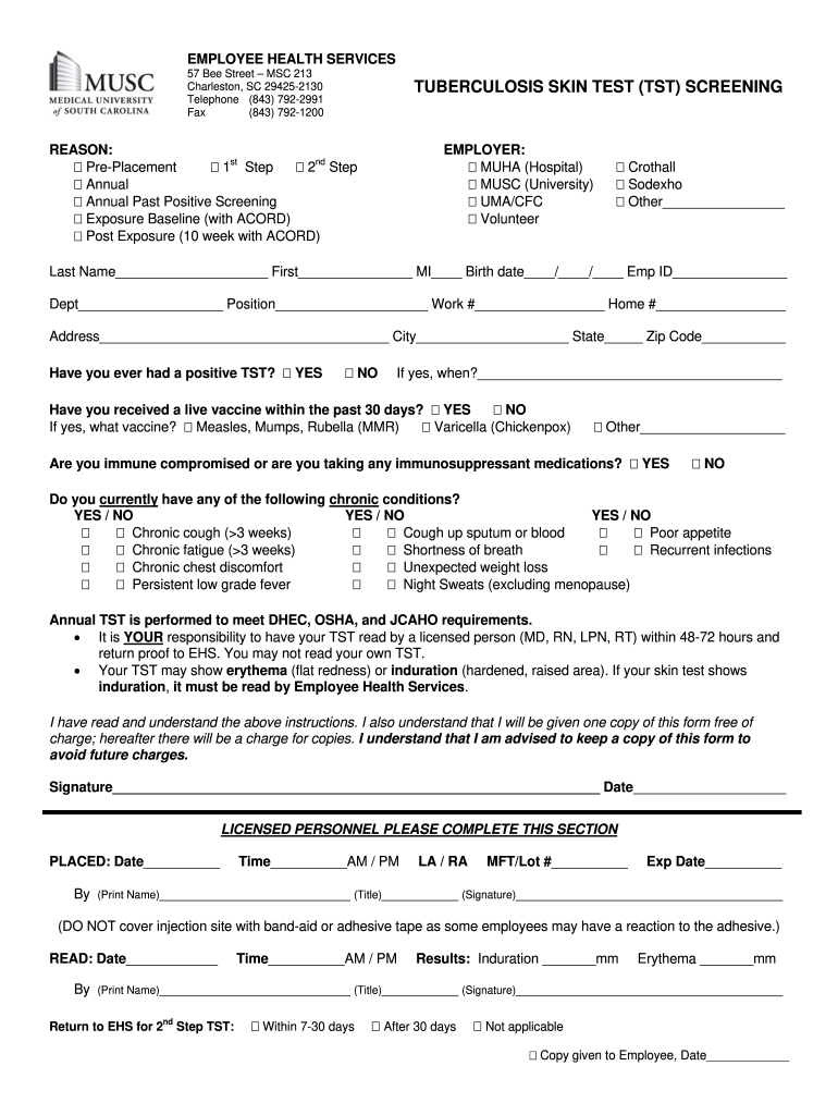 Printable Tb Test Form For Employment: Fill Out & Sign Online | Dochub pertaining to Printable Tb Test Form For Employment