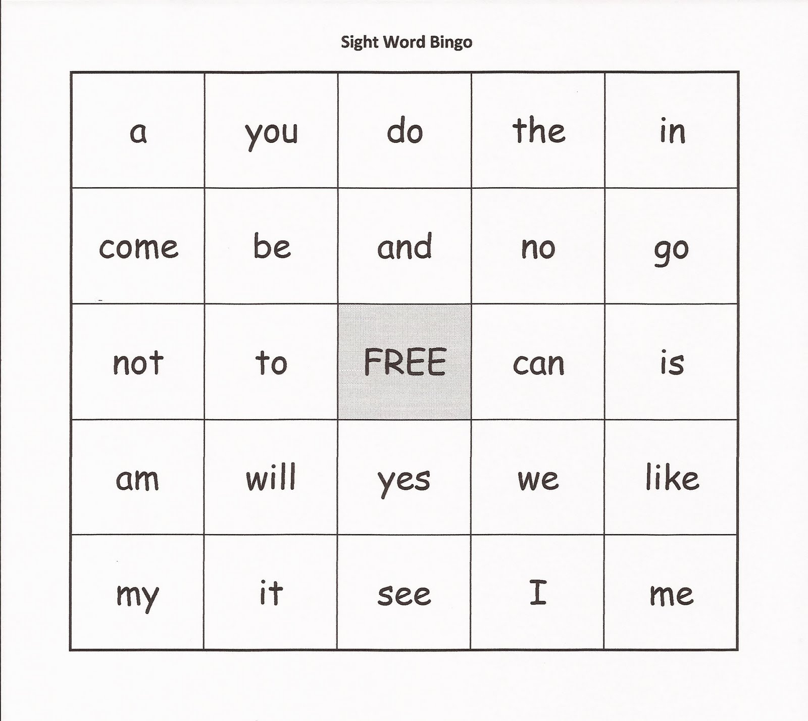 Relentlessly Fun, Deceptively Educational: Sight Word Bingo throughout Sight Word Bingo Printable Free