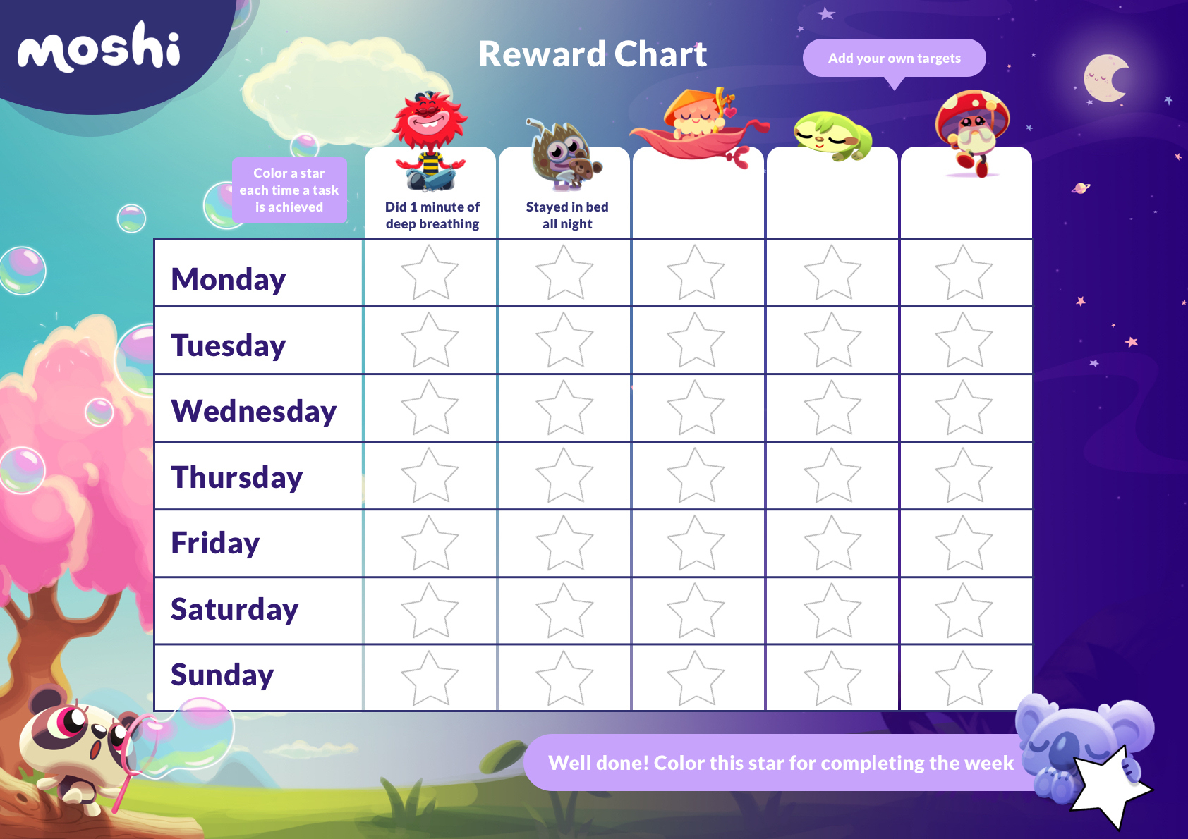 Reward Chart For Kids: Free Printable Template - Mosh with regard to Star Reward Chart Printable