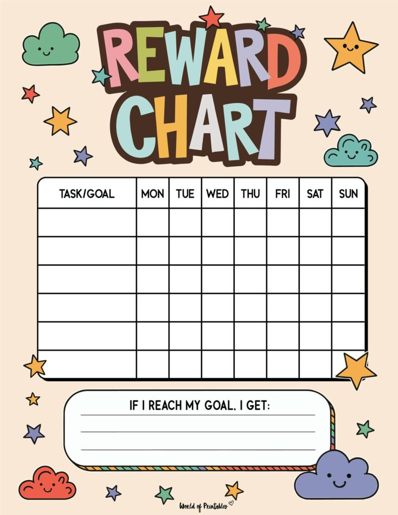 Rewards Chart Printable - 20+ Free Templates! - World Of Printables throughout Star Reward Chart Printable