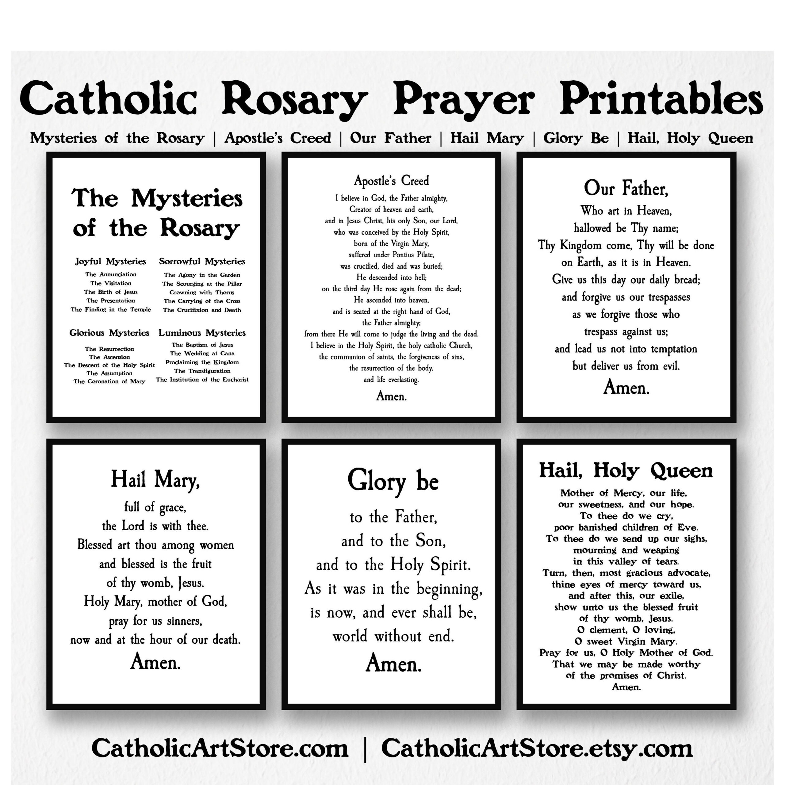 Rosary Printable Prayer Set, 7 Prayer Set, Mysteries Of The Rosary for Printable Mysteries Of The Rosary
