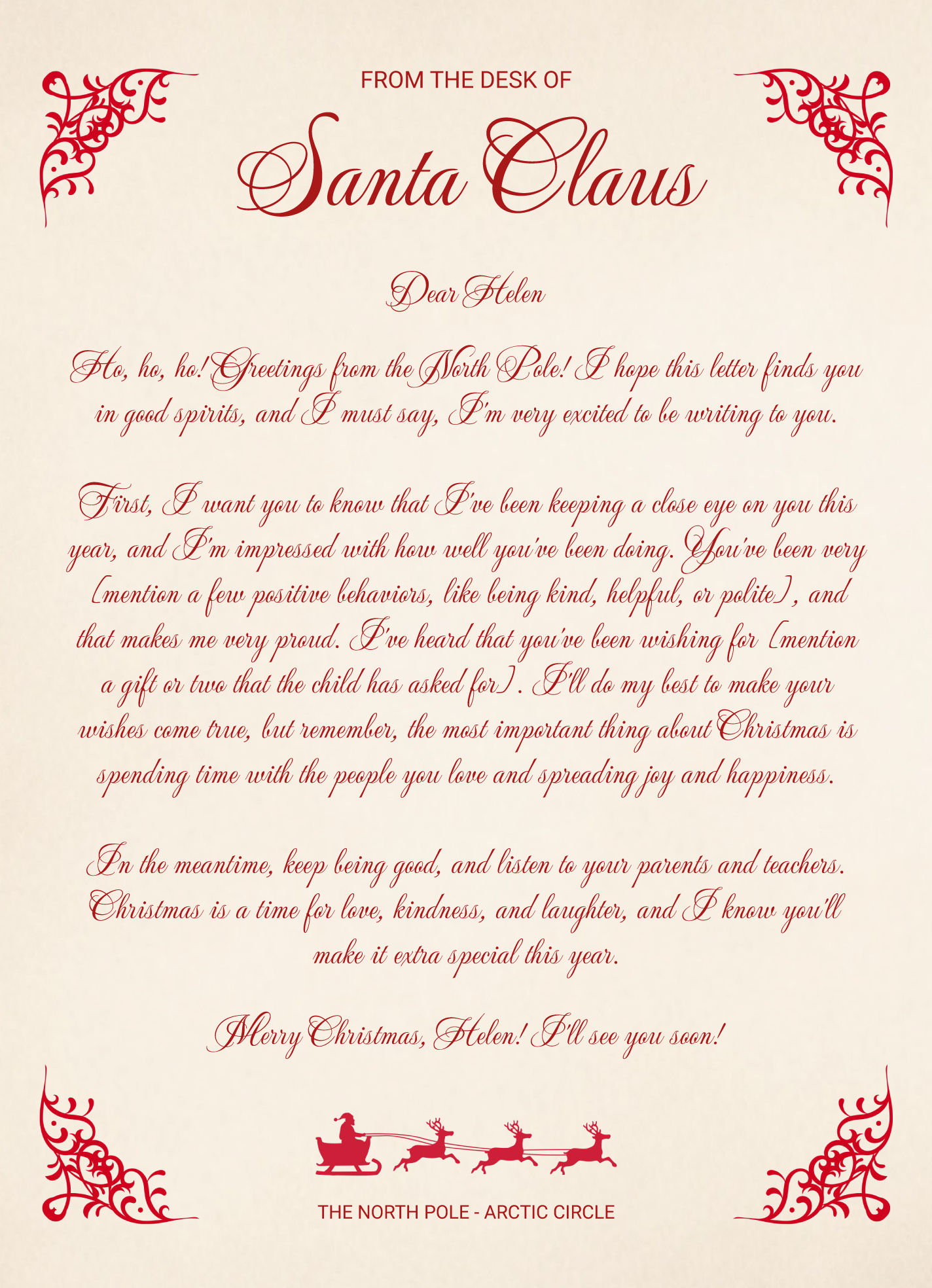 Santa Claus Letterhead Free Google Docs Template - Gdoc.io inside Free Printable Santa Claus Letterhead