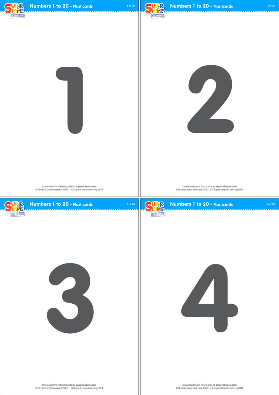 Simple Numbers 1-20 Flashcards - Super Simple with regard to 1-20 Flash Cards Printable