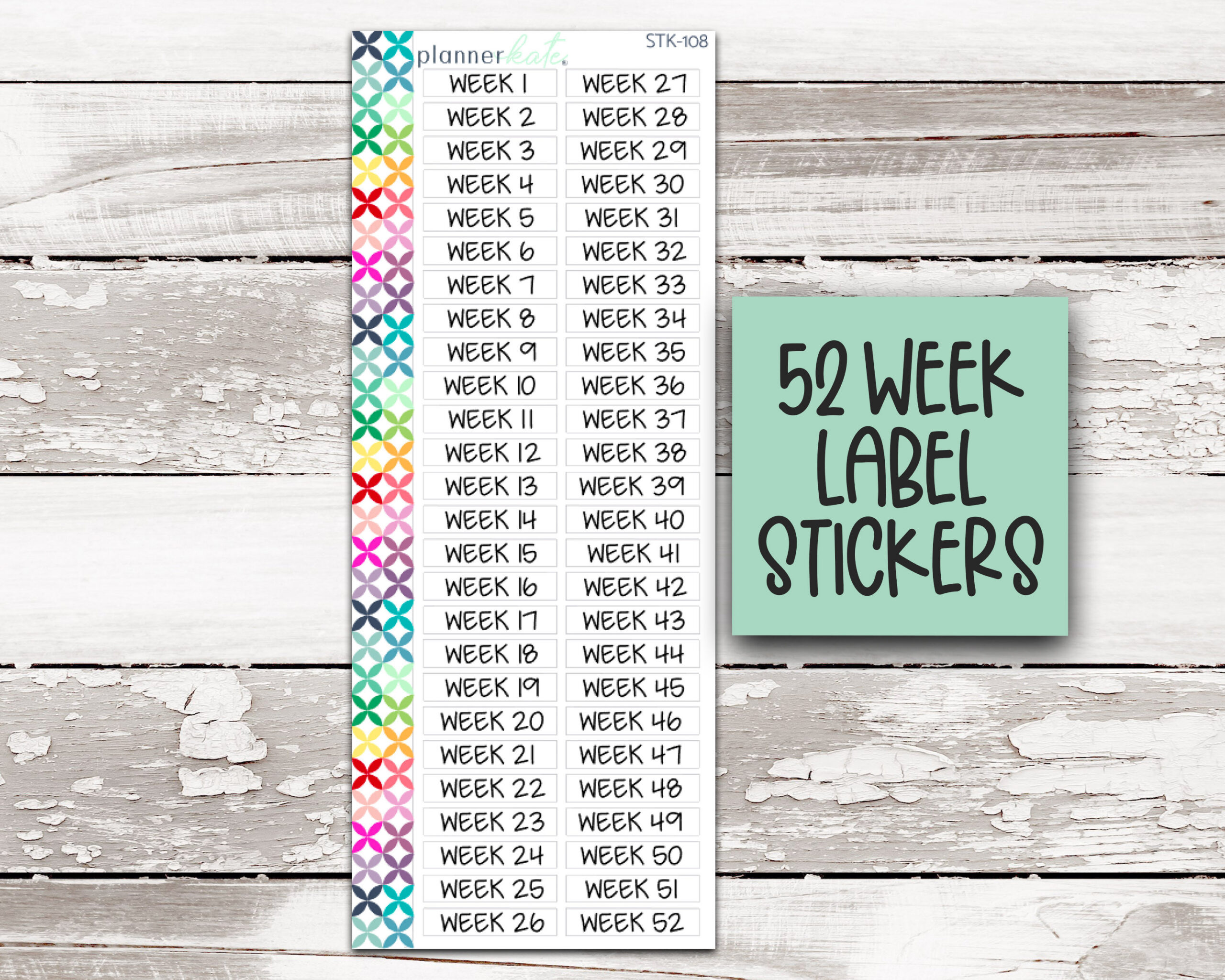 Stk-108 || 52 Wochen Sticker - Etsy.de within 10 15 And 20 Off Sign Free Printable