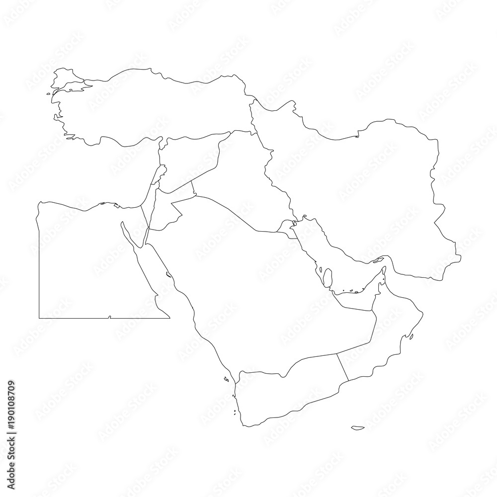 Stock-Vektorgrafik „Blank Map Of Middle East, Or Near East. Simple inside Map Of Middle East Printable