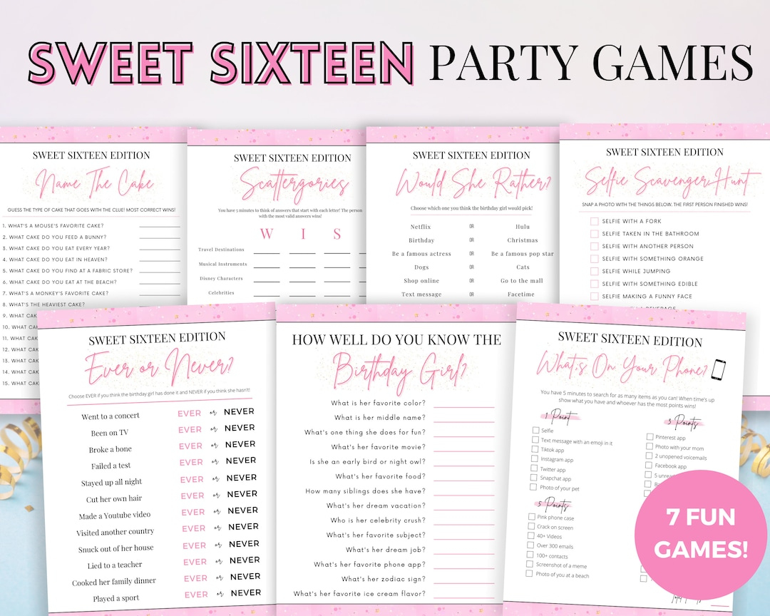 Sweet 16 Games, Sweet Sixteen Birthday Games Printable, 16Th pertaining to Free Printable Sweet 16 Party Games