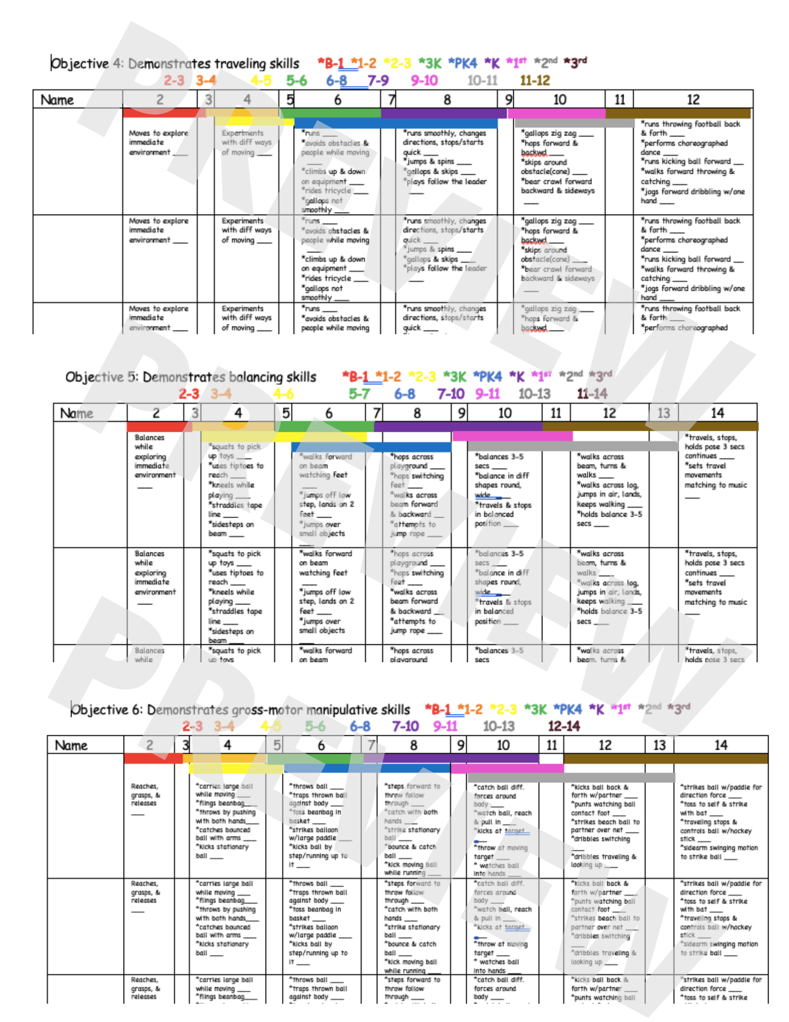 Teaching Strategies Gold Assessment Physical, Tsg Physical - Classful with Teaching Strategies Gold Objectives Printable