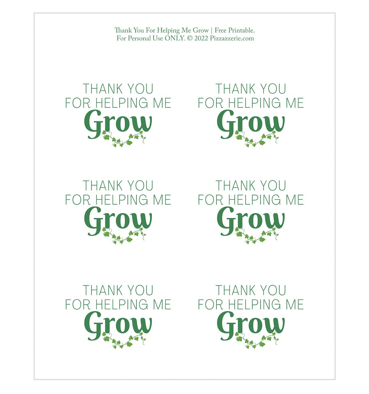 Thank You For Helping Me Grow (Teacher Gift, Free Printable with regard to Thanks For Helping Us Grow Printable