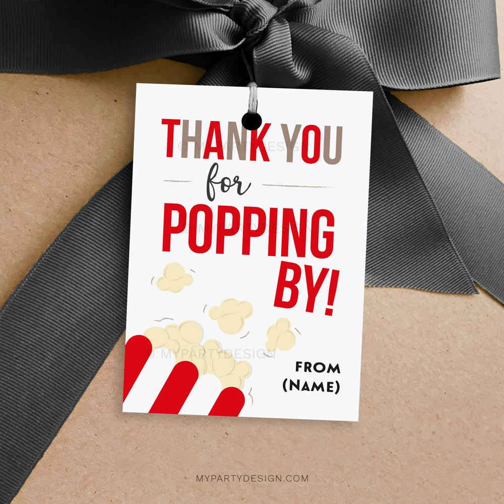 Thank You For Poppingpopcorn Tag, Printable Pdf - My Party Design inside Thanks For Popping In Tags Free Printable