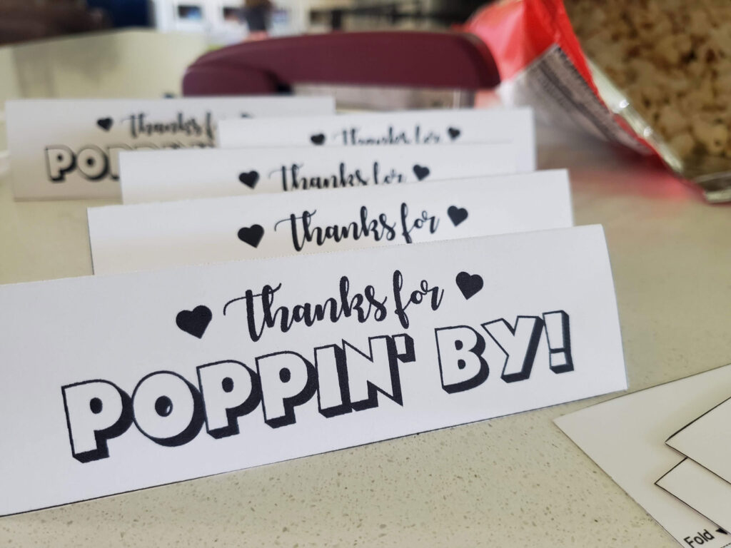 Thanks For Poppin'Party Favor Tag Free Printable - My Silly intended for Thanks For Popping in Tags Free Printable