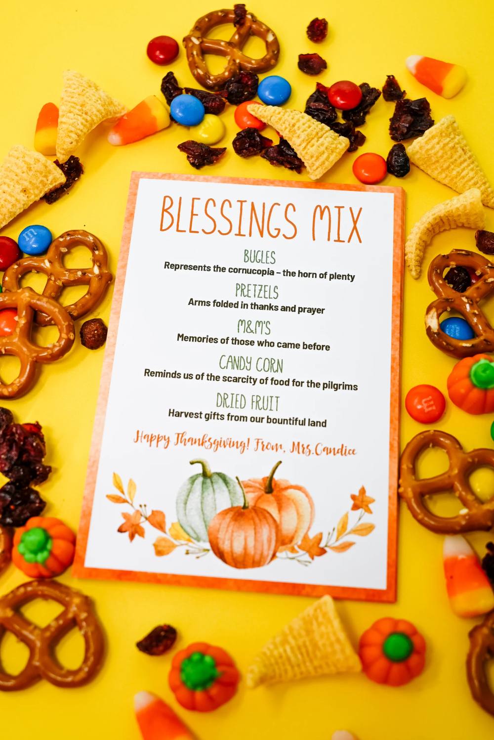 Thanksgiving Blessing Snack Mix + Printable (Nut Free) inside Thanksgiving Blessing Mix Poem Printable