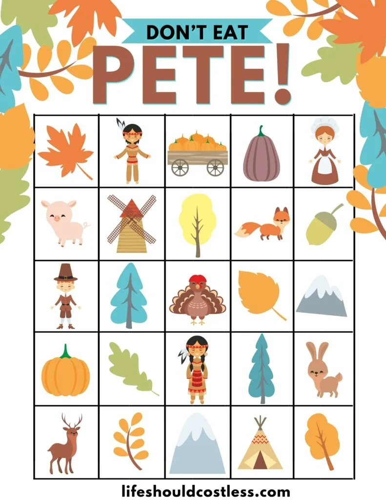Thanksgiving Don&amp;#039;T Eat Pete Gameboard (Free Printable Pdf Template with regard to Don&amp;amp;#039;t Eat Pete Free Printable