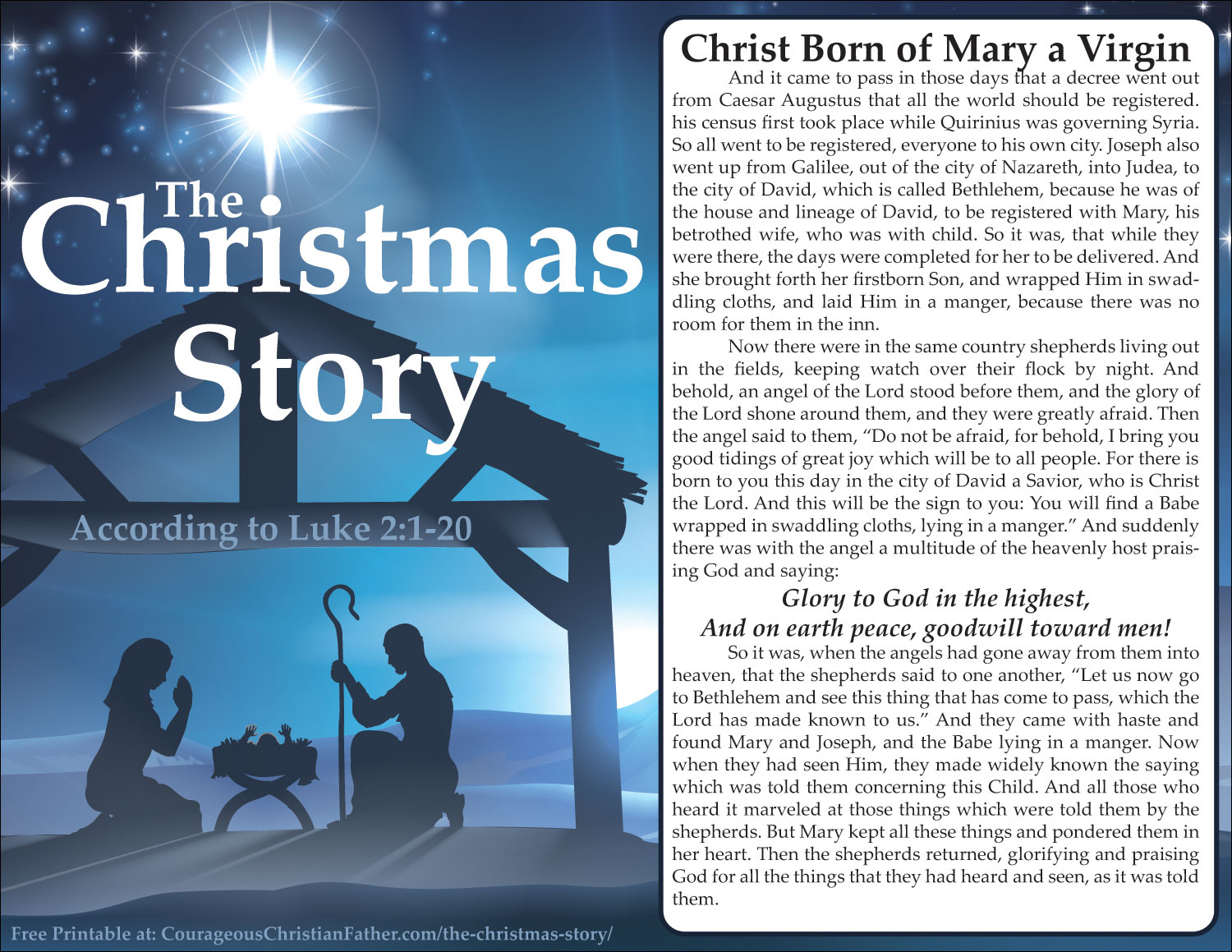 The Christmas Story intended for The Bible Christmas Story Printable