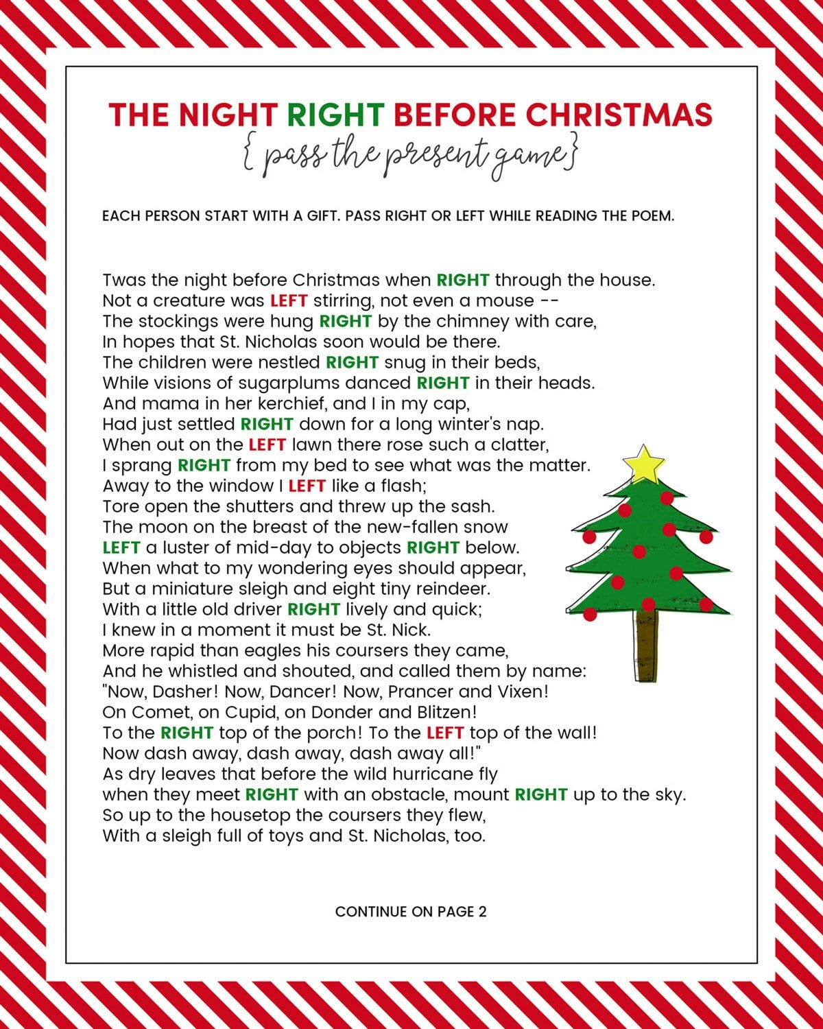 The Left Right Christmas Game {With Story + Print}| Lil' Luna throughout Printable Left and Right Game
