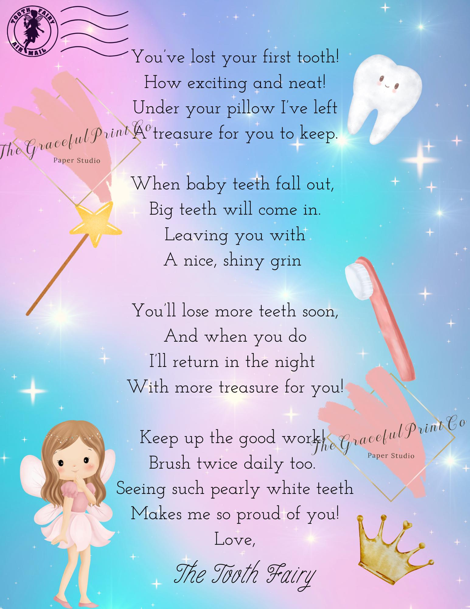 Tooth Fairy Letter; First Tooth, Fairy Letter Printable Download regarding Printable Letter From Tooth Fairy