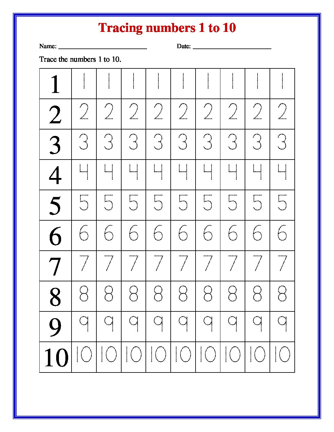 Tracing Number 1 To 20 Printable. | Star Worksheets with Free Number Printables 1-20
