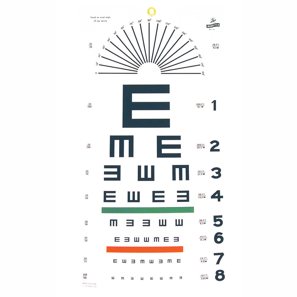 Tumbling E Eye Chart - 20' Distance | Amcon Labs regarding 20 Foot Eye Chart Printable