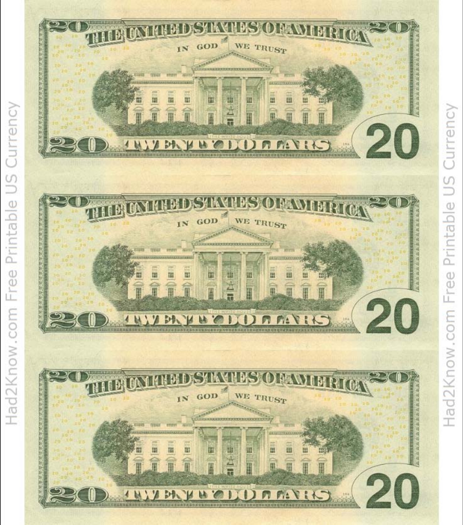 Twenty Dollar Bill Template - Back Download Printable Pdf inside Printable High Resolution 20 Dollar Bill
