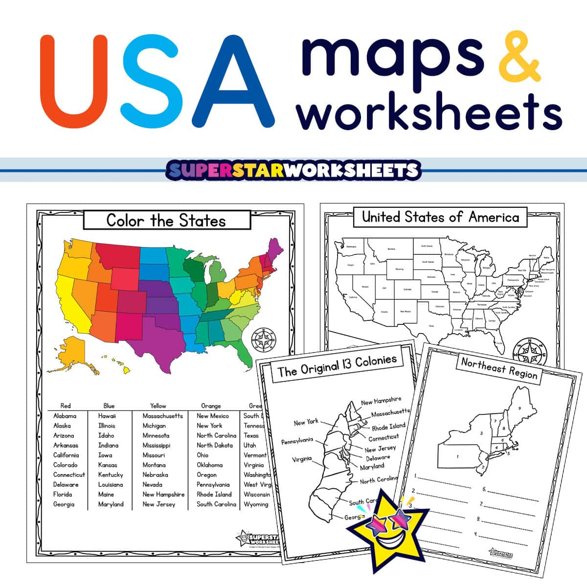 Usa Map Worksheets - Superstar Worksheets pertaining to Blank Us Map Quiz Printable