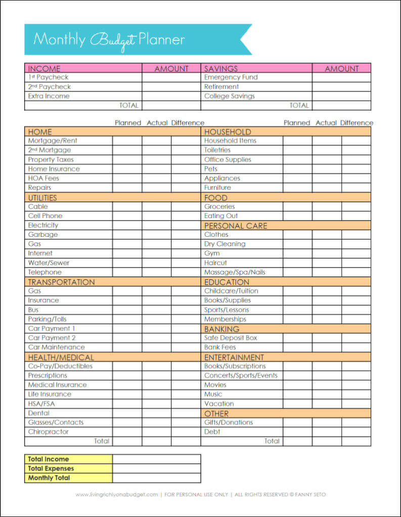 Use A Printable Budget Worksheet To Organize Your Finances in Low Income Budget Beginner Printable Budget Worksheet